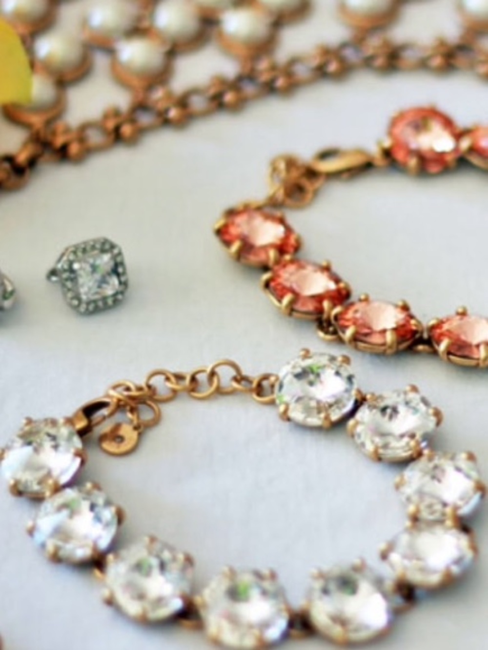 Stella & Dot Amelie Sparkle Clear Crystal & Gold Tone Bracelet